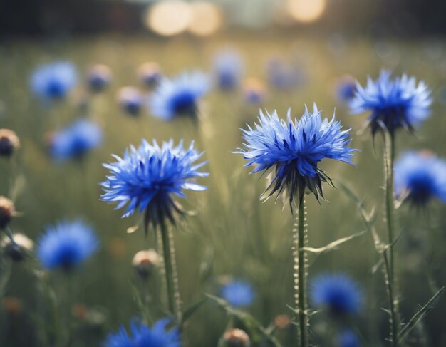 Uma flor de milho azul