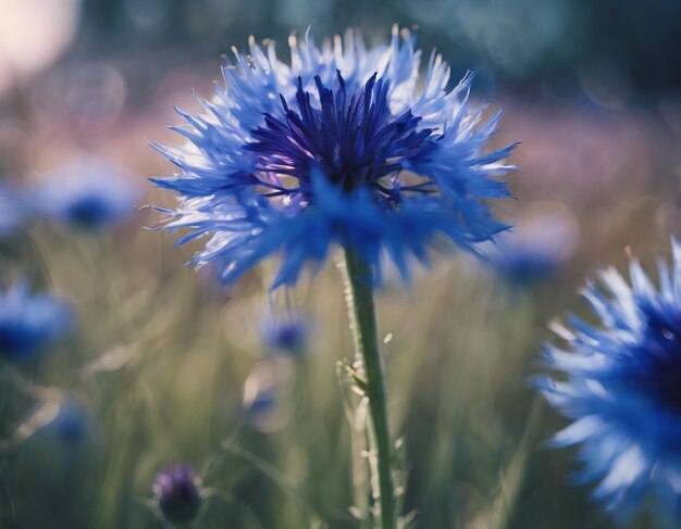 Foto uma flor de milho azul