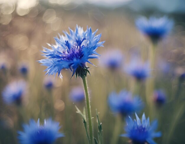 Uma flor de milho azul