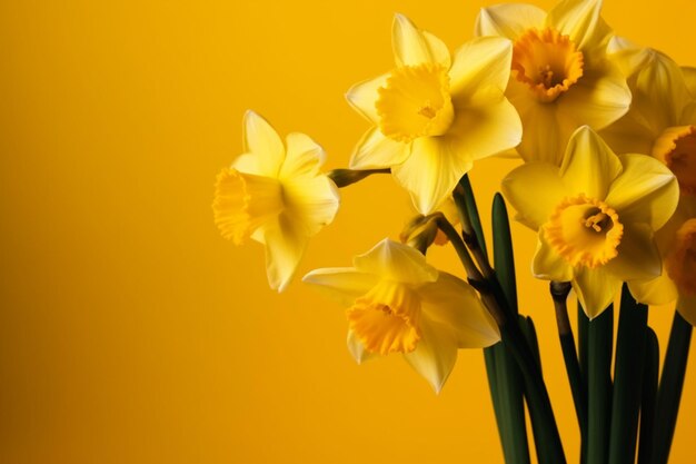 Uma flor de narciso em um fundo amarelo