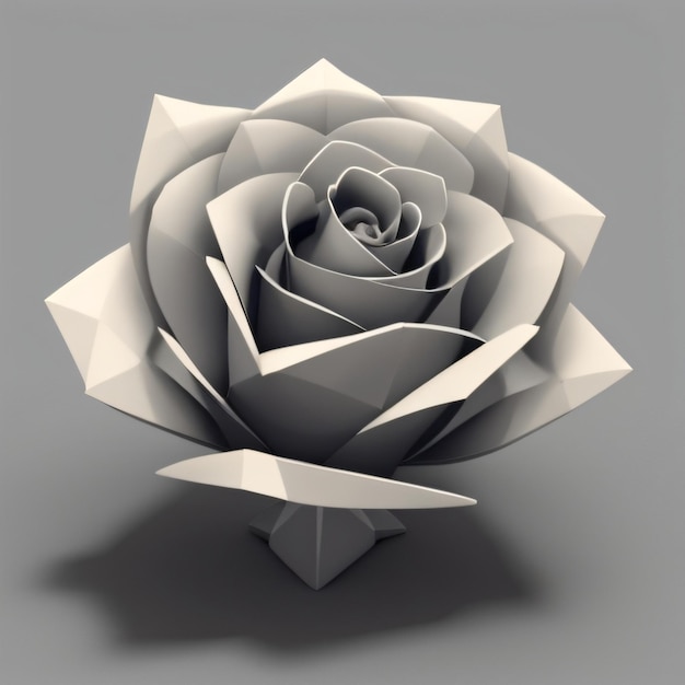 Uma flor de papel branco com uma rosa.