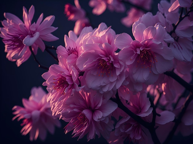 Uma flor de sakura colorida hiperrealista profundidade de campo fotorrealista hiperdetalhada
