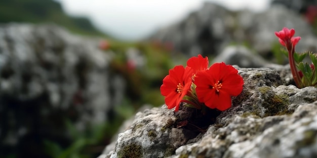 Foto uma flor em uma rocha