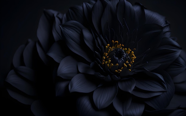Uma flor preta com um centro amarelo