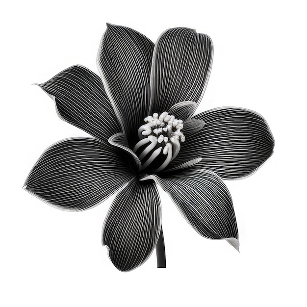 Uma flor preta e branca com a flor branca no meio.
