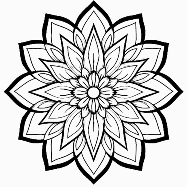 uma flor preta e branca com um grande centro generativo ai