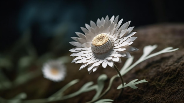 Uma flor que é branca com um centro amarelo