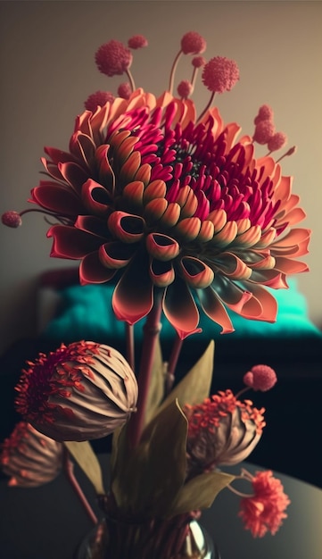 Uma flor que está em um vaso com flores