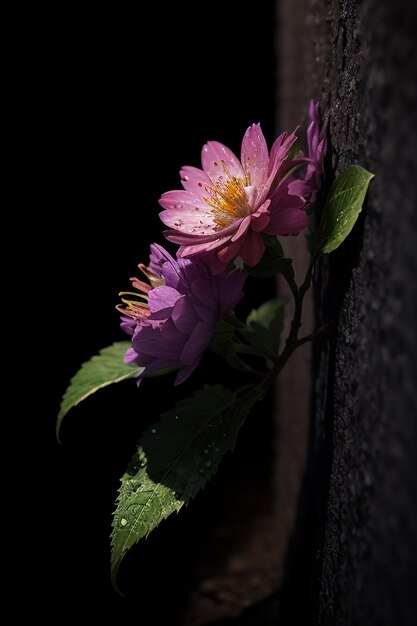 Uma flor que está em uma parede