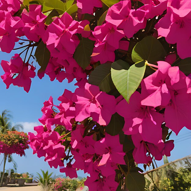 Foto uma flor rosa brilhante com uma folha verde que diz primavera