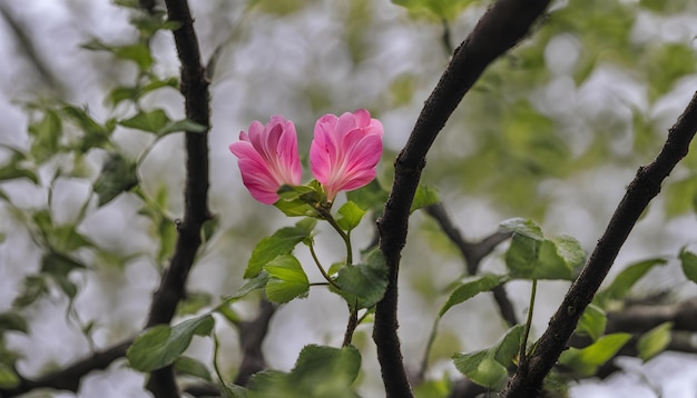 uma flor rosa com a palavra primavera nela