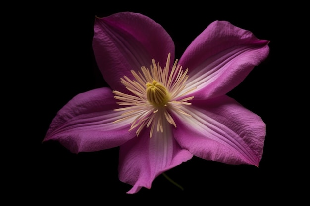 Uma flor rosa com um centro amarelo