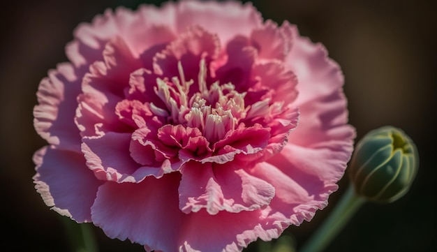 Uma flor rosa com um centro branco e um centro rosa.