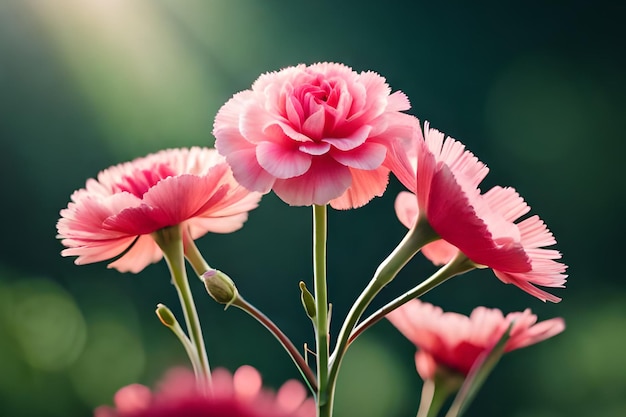 Uma flor rosa com um fundo verde