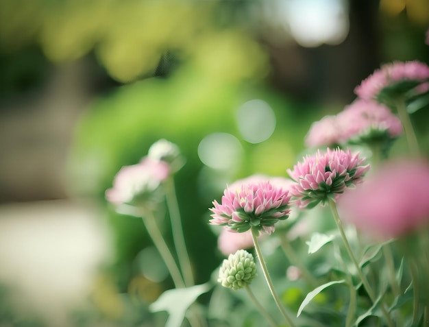 Uma flor rosa com uma flor verde no meio