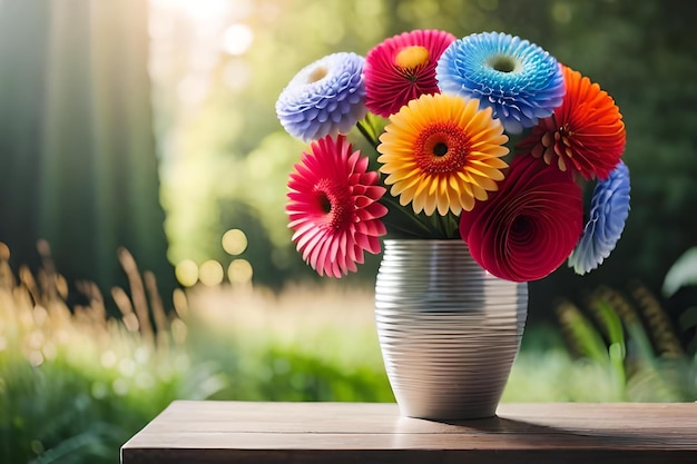 Foto uma flor rosa e amarela em um vaso