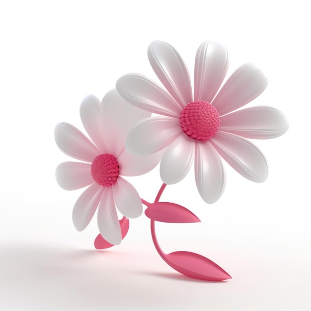 Uma flor rosa e branca está na frente de um fundo branco.