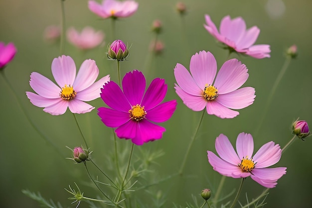 Foto uma flor roxa com centro amarelo senta-se em um campo de flores roxas