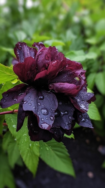 Uma flor roxa escura com uma flor roxa escura.
