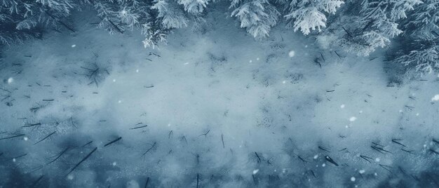 Foto uma floresta coberta de neve com árvores ao fundo