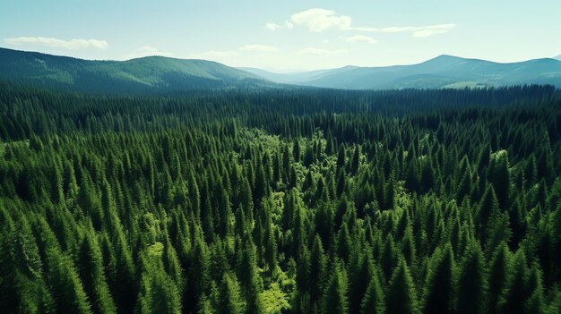 Foto uma floresta de árvores e montanhas