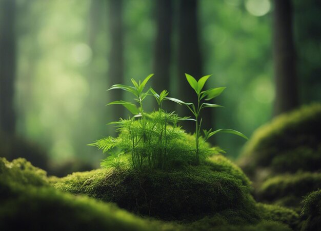 Uma floresta de bambu verde à luz do dia