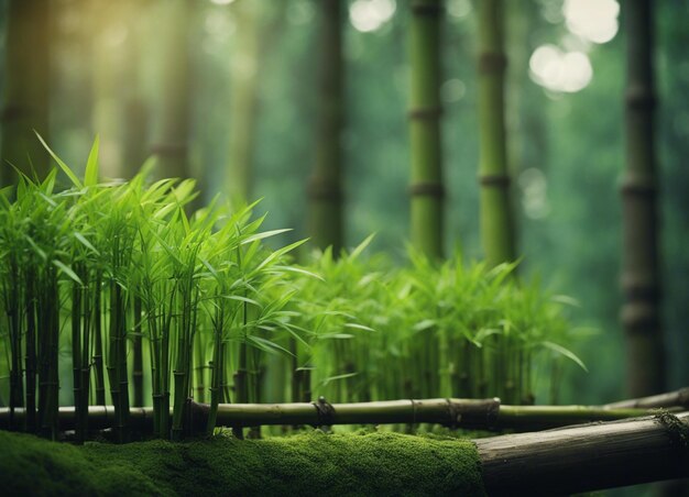 Foto uma floresta de bambu verde à luz do dia