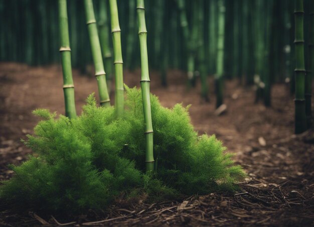 Foto uma floresta de bambu verde à luz do dia