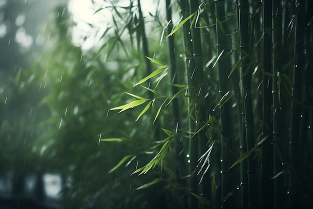 uma floresta de bambu verde