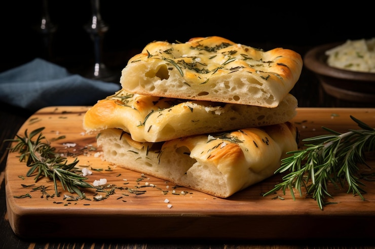 Foto uma focaccia italiana isolada em fundo branco