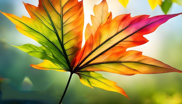 uma folha colorida com as cores do arco-íris