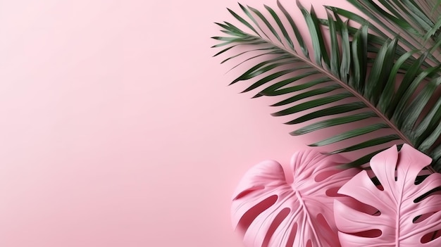 uma folha de palmeira descamando levemente sobre um fundo de cor pastel claro
