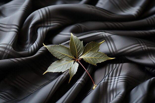 Foto uma folha em um tecido padronizado