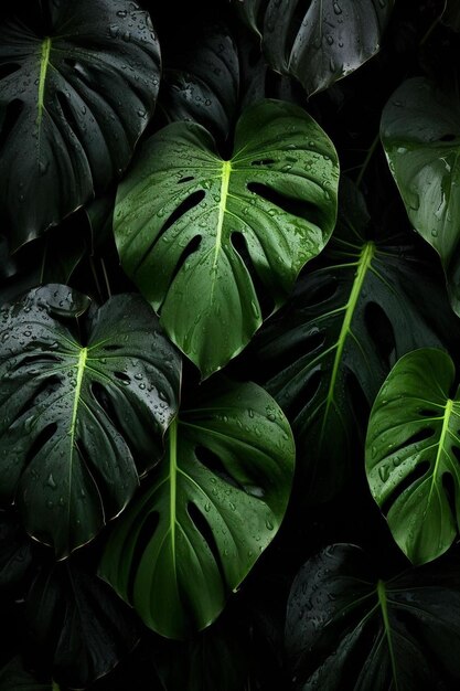 uma folha verde com gotas de água sobre ela