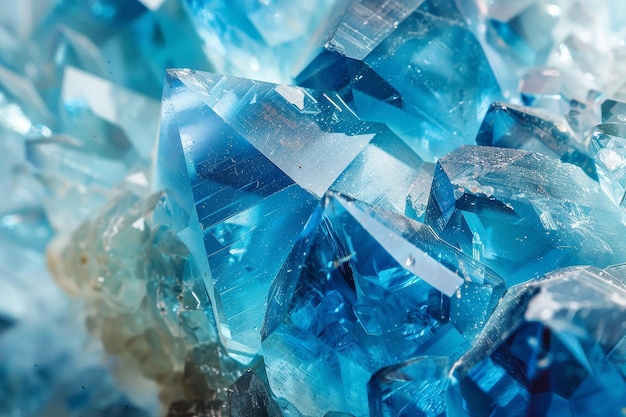 Uma formação cristalina azul com uma base branca e marrom