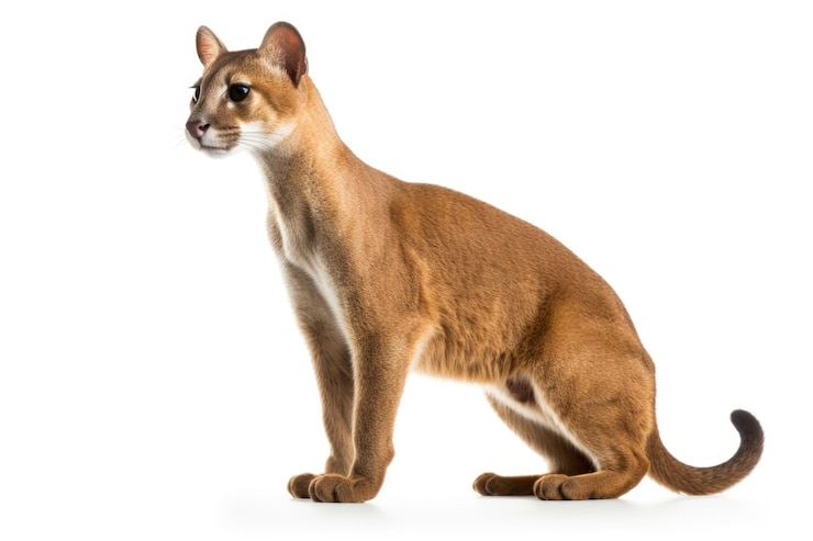 Foto uma fossa em fundo branco mostrando sua forma elegante e ágil