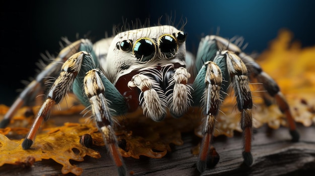 Uma foto bonita de um phidippus regius bahama branco