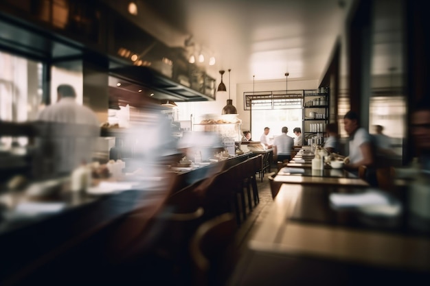 Uma foto borrada de pessoas em uma IA generativa de restaurante