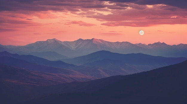 Uma foto capturando as cores vibrantes e a beleza serena de uma cordilheira