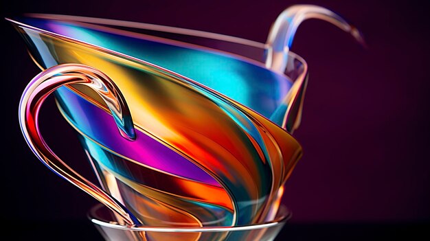 Foto uma foto capturando as cores vibrantes e as curvas graciosas das alças ou do bico de um copo de troféu