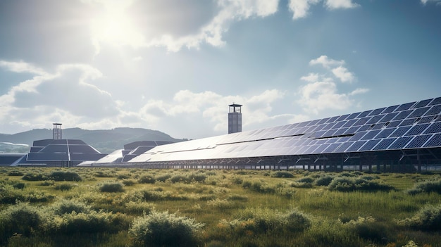 Uma foto cativante de fontes de energia renováveis, como turbinas eólicas ou painéis solares