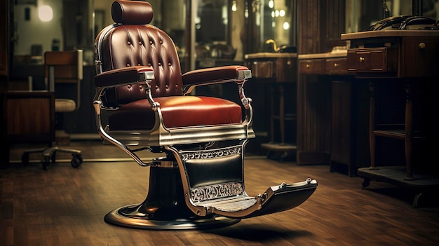 Cadeira de barbeiro moderna em uma barbearia