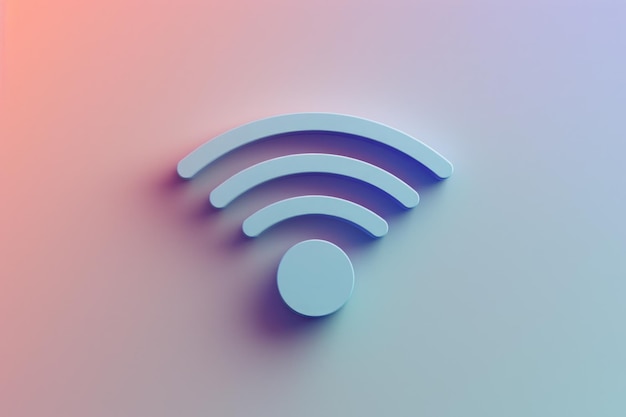 Uma foto com um símbolo wifi exibido em um fundo pastel calmante Ícone sem fio simplista sobre um fundo de gradiente suave AI Gerado