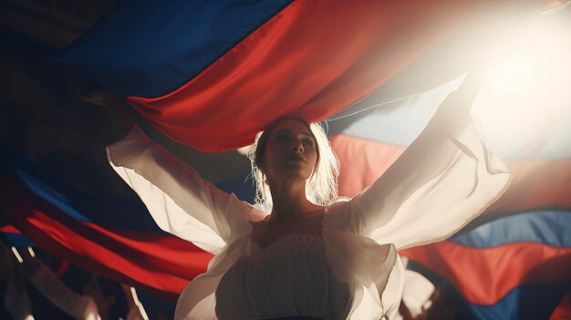 Foto uma foto da bandeira eslovaca durante um folclore tradicional