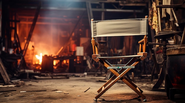 Uma foto da cadeira de um diretor no set