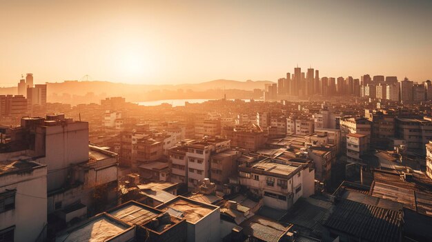 Uma foto da paisagem urbana na Hora de Ouro