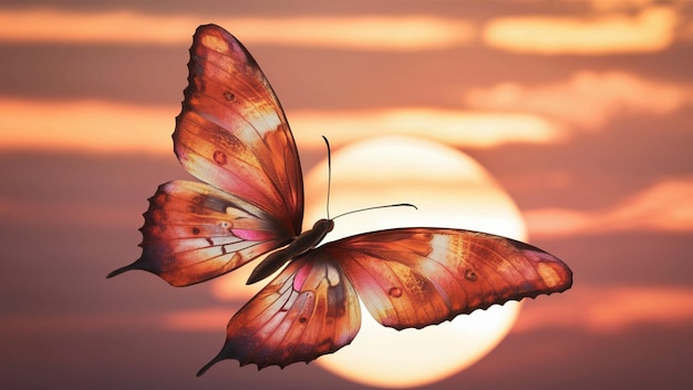 Foto uma foto de alta resolução de uma borboleta vibrante voando graciosamente