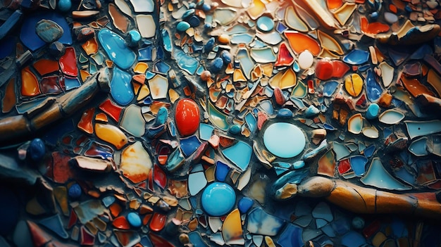 Uma foto de arte de mosaico vibrante criando uma atmosfera de galeria animada