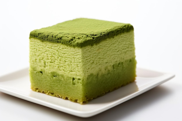 uma foto de bolo de chá verde matcha