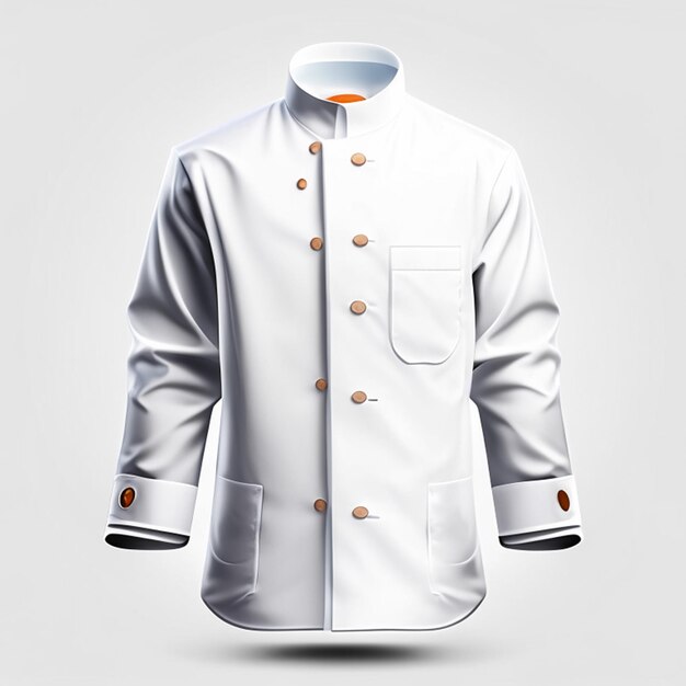 Uma foto de casacos brancos de chef, uniforme de cozinheiro, maquiagem de camisa formal.